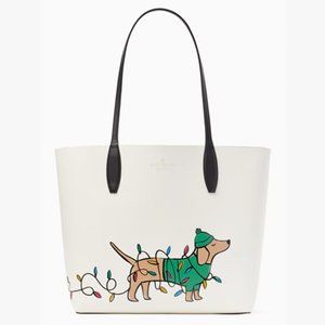 Kate Spade Claude Large Dachshund Dog Christmas Tote
